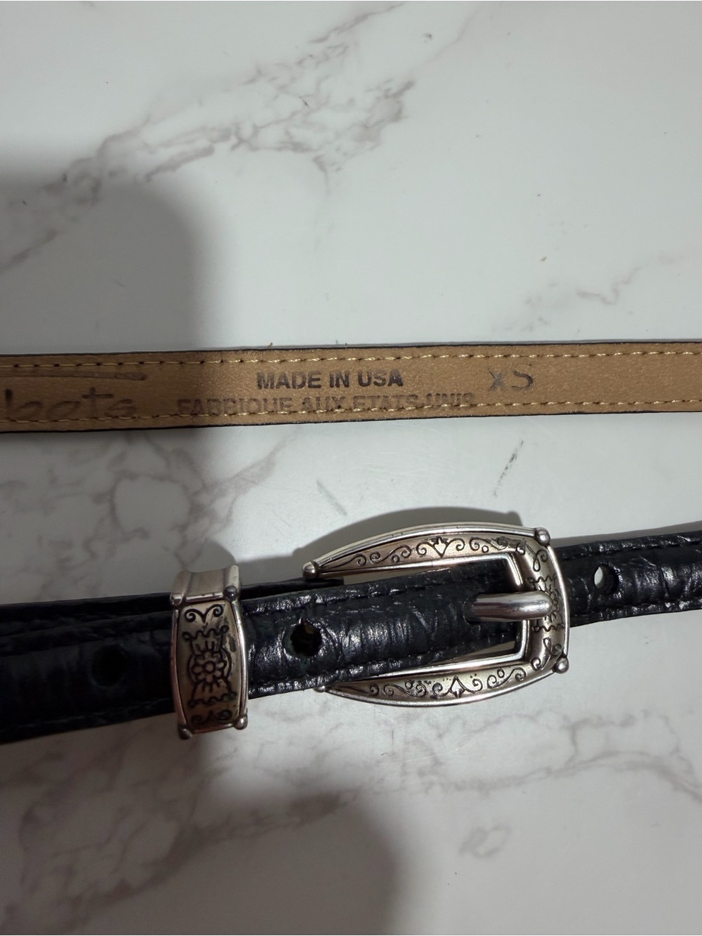 Talbot's Vintage Women's Black Leather Belt with Silver Filigree Accents - XS - Picture 10 of 12
